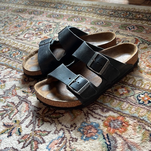Excelled used condition black oiled leather Arizona Birkenstock sz 37 regular - Picture 5 of 8